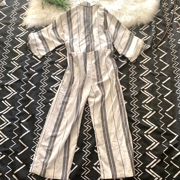Free People—Relaxed Shirt Striped Jumpsuit Tie Waist. Sz XS - Picture 3 of 8